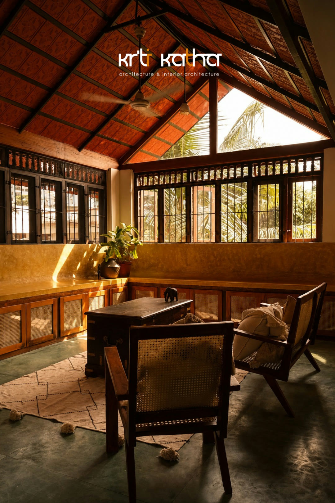 Edam dining space beneath a timber and clay-tile roof
