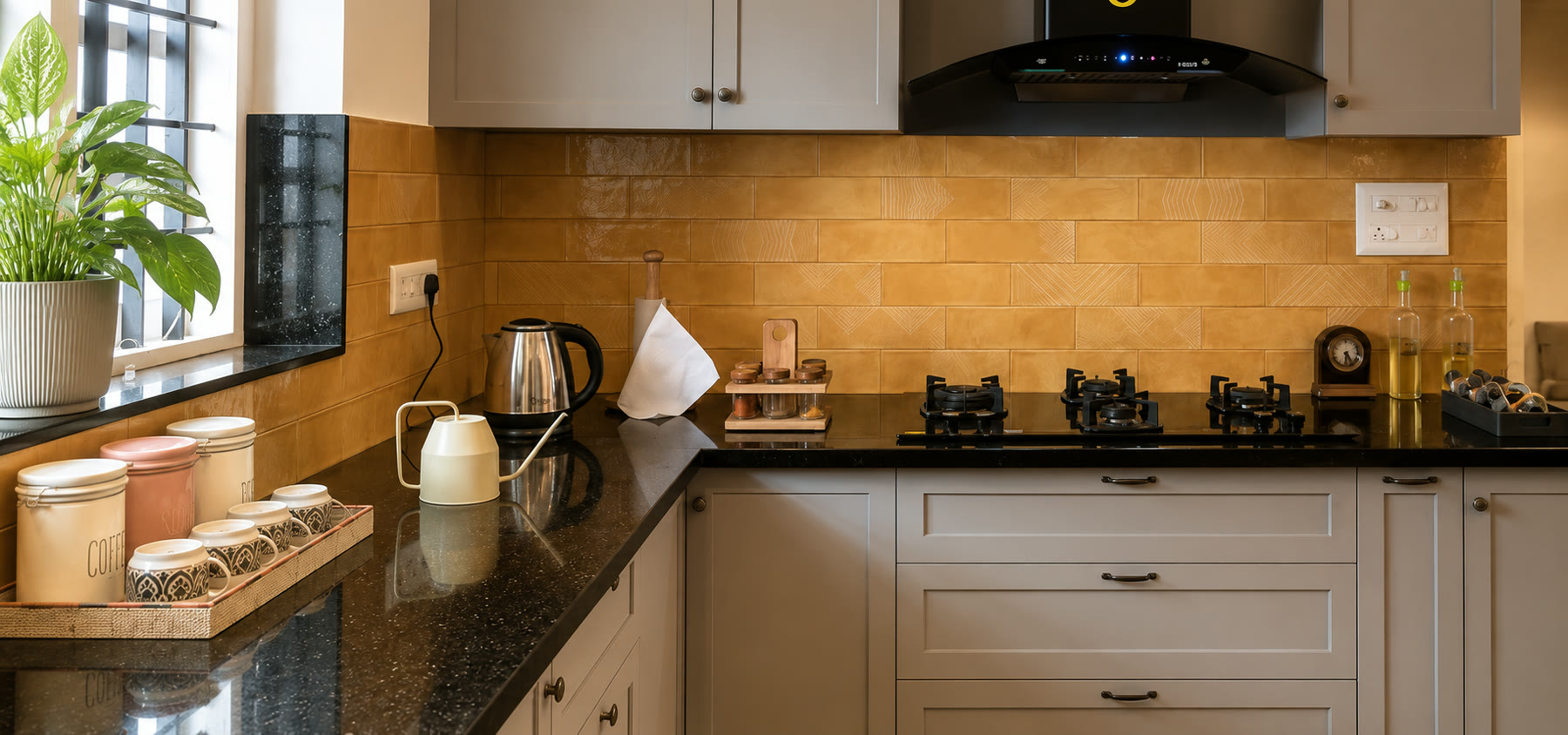 Grand Casa kitchen in warm timber and cream tones