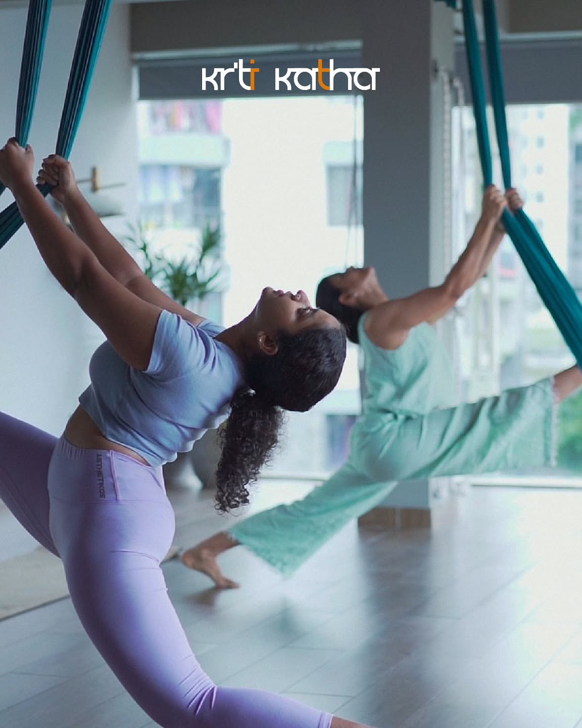 Aerial movement practice in the bright studio at LIFT