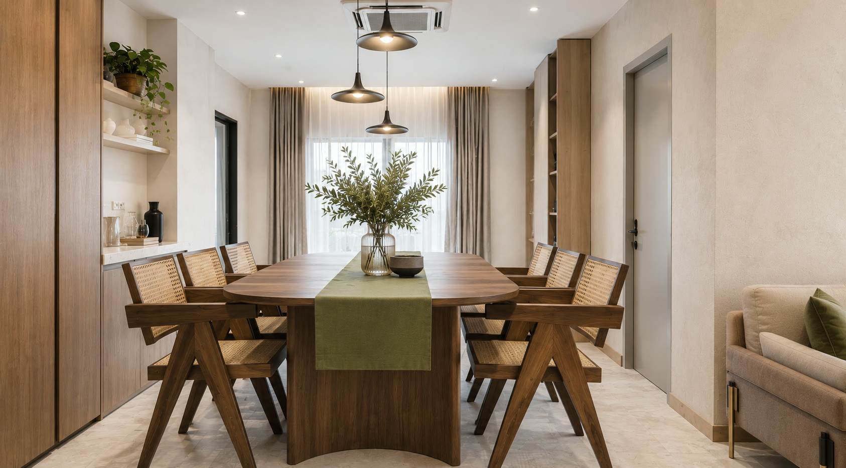 Maple Bay dining space in warm neutral tones
